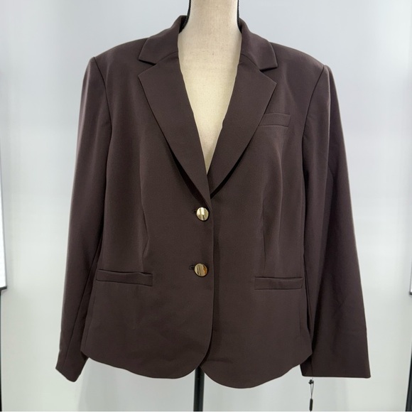 Calvin Klein Woman Plus 20W Brown “Otter” Stretch Blazer Jacket - Picture 10 of 12